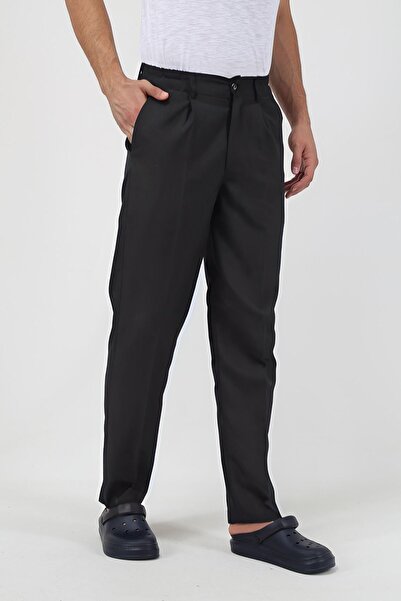 OKULCUBABA Țesătură Lycra pentru bărbați, fumurii, cu aspect șifonat - Pantal...