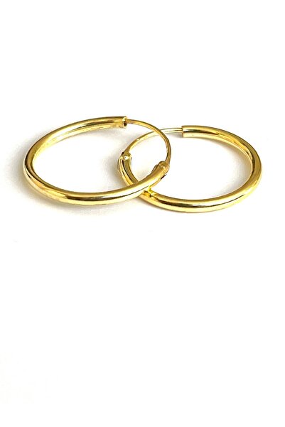 Rupen Kraft Altın Kaplama 925 Ayar Halka Gümüş Küpe