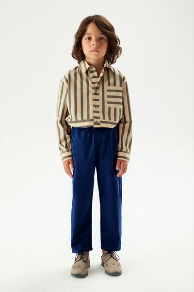 OKULCUBABA Момчешки/момичешки училищни панталони с еластична талия и скрити с...