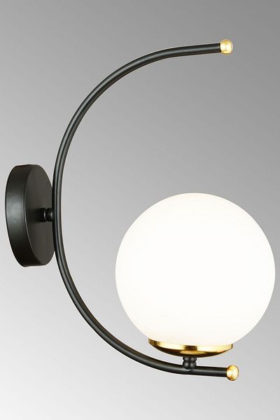 SONSUZ AYDINLATMA&AVİZE Black Fairy White Glass Upward Facing Modern Sconce