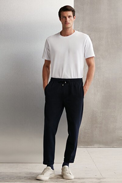 YAKAMEL Мъжки панталони от плат - с двойни плисета и колан с връзки