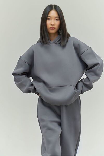 CMZ COLLECTİON KADIN KALIN KIŞLIK 3 İPLİK GRİ EŞOFMAN TAKIMI