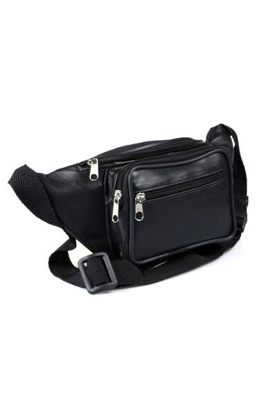 Rupen Kraft Black 100% Genuine Leather Freebag Waist Bag