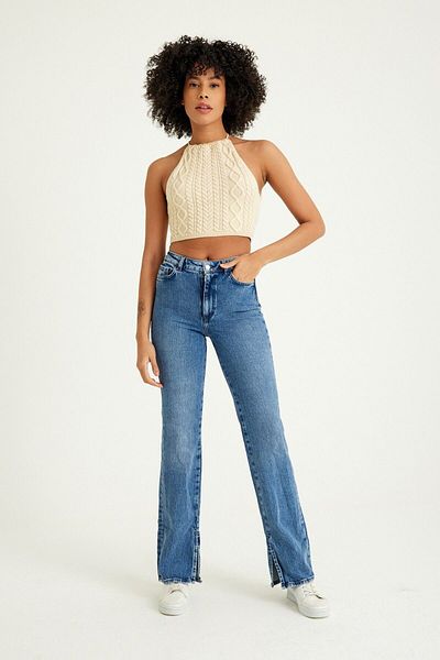 Kutaf Women's Jean Trousers - Slit Detail