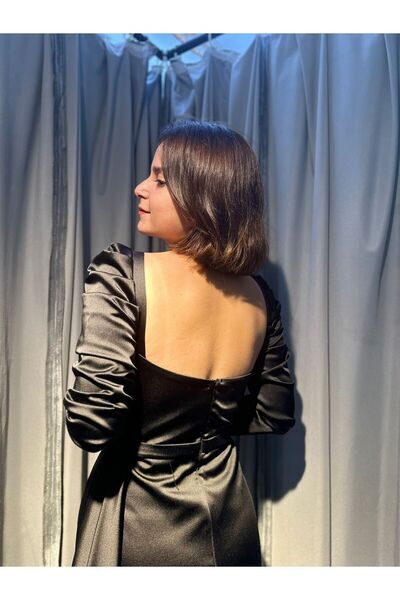 Abiye's SATEN YIRTMAÇLI DRAPELİ TASARIM GECE ELBİSESİ