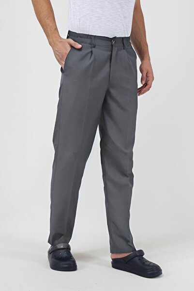 OKULCUBABA Gray Men's School Pants - Lycra Free and Printed