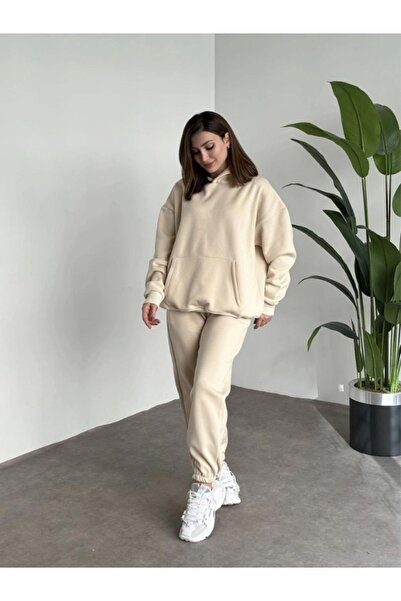 YAKAMEL Γυναικείο Σετ Φόρμας Oversize με Ελαστικό Κουκούλαμα και Ψηλόμεσο Σχέ...