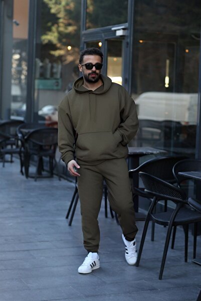 YAKAMEL Χοντρό Ανδρικό Σετ Φόρμας Oversized - Με Κουκούλα