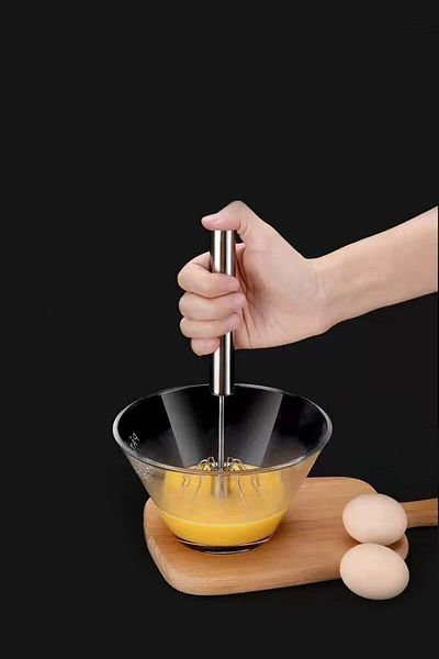 stilsenin34 Practical Stainless Steel Push Automatic Beater, Milk, Coffee, Ayran Frothing Mixer