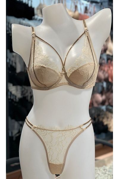 VentLingerie Σετ σουτιέν με δαντέλα και πέτρινα μαξιλαράκια