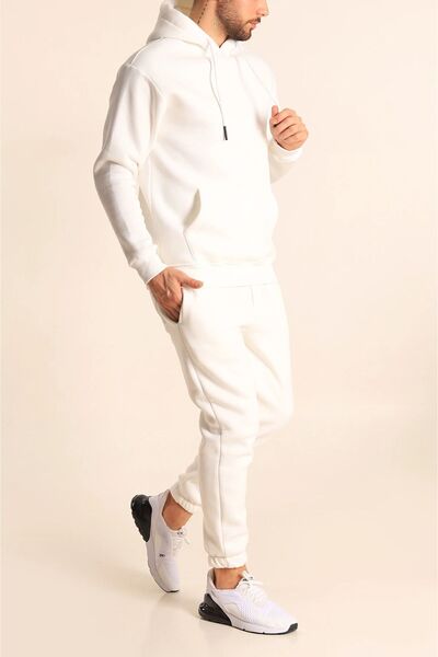 YAKAMEL Men's Oversize Kangaroo Patterned Hooded Tracksuit Set