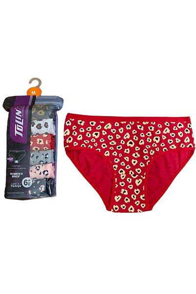 TOLIN Σετ 6 γυναικείων σλιπ και πετσετών Cotton-Lycra - Μεσαία μέση, εμπριμέ 2276174