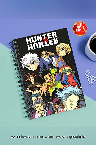 SevindirenŞeyler Hunter X Hunter Anime A5 Metal - Caiet cu planificator din carton fără linii, cu spirală