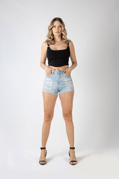 Kutaf Pantaloni scurți din denim pentru femei - Laser complet în față