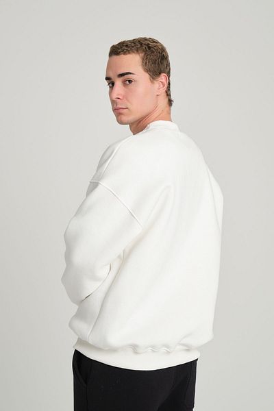 3 ROPE White Unisex Oversize Crew Neck Sweatshirt