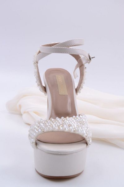 Sister in Love İsabella Platform Heeled Bead Detailed Pearl White Women's Shoes