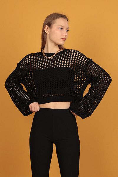 vuvutasarım New Season Acur Crew Neck Crop Μπλούζα - Πλεκτό Ύφασμα 24SD2303