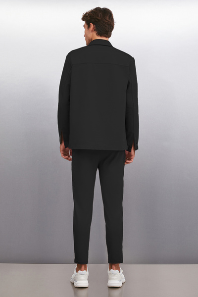 GRIMELANGE DERIAN Erkek Comfort Fit 2 Cepli Çıt Çıt Düğmeli Siyah Gömlek