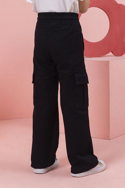 DMB BOYS & GIRLS Girl's Gabardine Sports Pants - Relaxed Fit, Elastic Waist and Cargo Pocket
