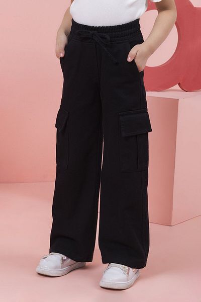 DMB BOYS & GIRLS Girl's Gabardine Sports Pants - Relaxed Fit, Elastic Waist and Cargo Pocket