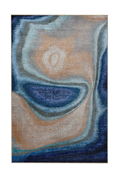 Rugs Modern Halı Mavi Bej Temalı Soyut Dalgalı Spiral Desenli Kreatif Modern ...