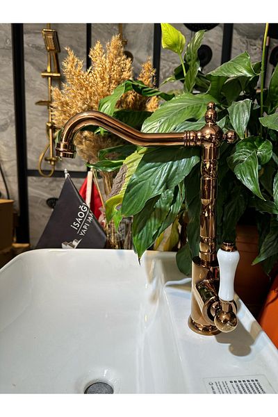 İSAOĞLU YAPI Vintage Design Bronze Kitchen Faucet - Sink Armature Copper Zen Design