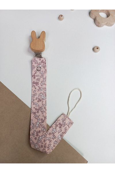 sbbaby Baby Pacifier Strap Poplin Pacifier Chain with Wooden Clip