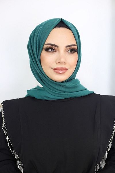 feronis Γυναικείο Μοντέλο Βαμβακερό Σάλι Cazz Hijab _ Σκούρο Σμαραγδένιο Πράσινο