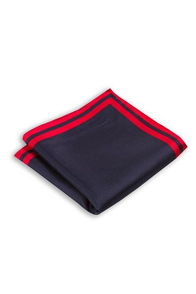 1001 Kravat Navy Blue Patterned Silk Pocket Handkerchief in 33x33 cm
