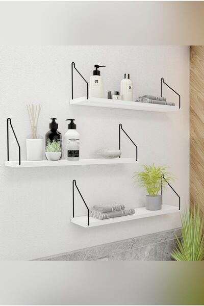 Roomie Home Duvar Rafı Kitaplık Mutfak Banyo Yaşam Alanı 3 'lü Set 15 x 40 cm