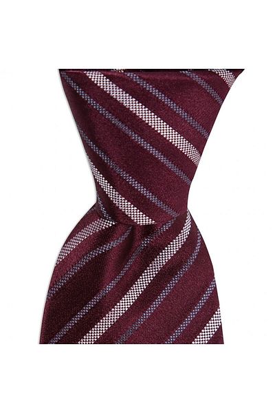 1001 Kravat Men's Burgundy Striped 8 cm Wide Silk Tie
