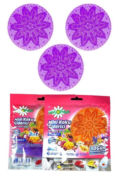 Rulopak Mini Lavabo Pisuvar Süzgeci Koku Giderici (CHERRY) 3'lü Paket