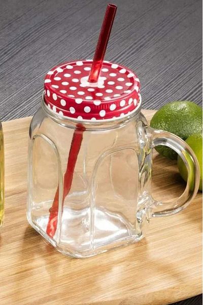 Paşabahçe 80388 Red Metal Lid Glass with Handle 450 Cc
