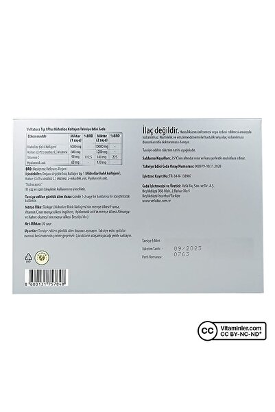 VeNatura Tip 1 Plus Hidrolize Kolajen 30 Saşe