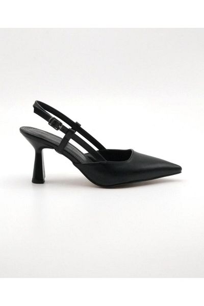 MODA İBO SHOES Pantofi negri clasici cu toc cu vârf ascuțit de 7 cm