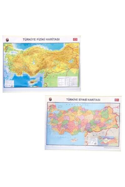 AND 70x100 Cm Çıtalı Askılı Türkiye Siyasi -fiziki Harita