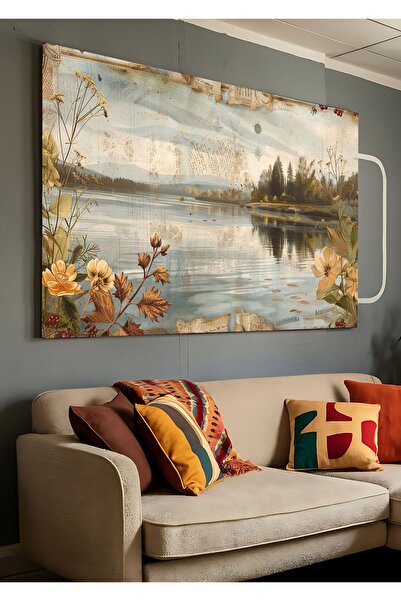 CANVASUM Göl Doğa Birleşimi Yağlı boya görünümlü Kanvas TABLO