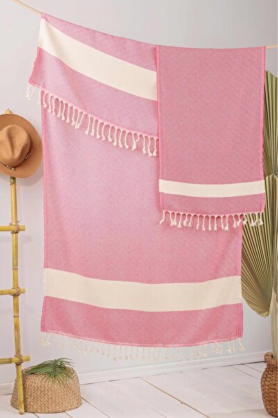 Peshtemalsan %100 Pamuk Elmas Peştemal 2’li Set, Püsküllü, Banyo Havlusu, Pla...