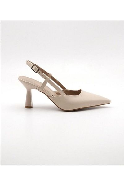 MODA İBO SHOES 7 cm piele bej vârf ascuțit Pantofi clasici cu toc