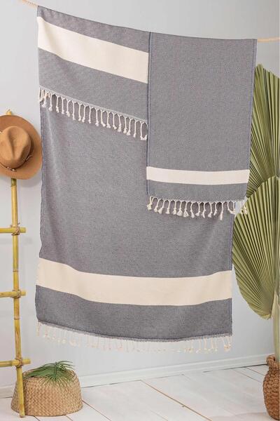 Peshtemalsan %100 Pamuk Elmas Peştemal 2’li Set, Püsküllü, Banyo Havlusu, Pla...