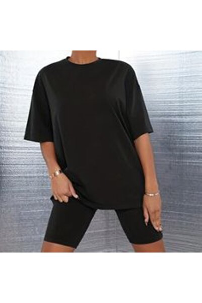 FİTGO Oversize Μαύρο Γυναικείο T-Shirt