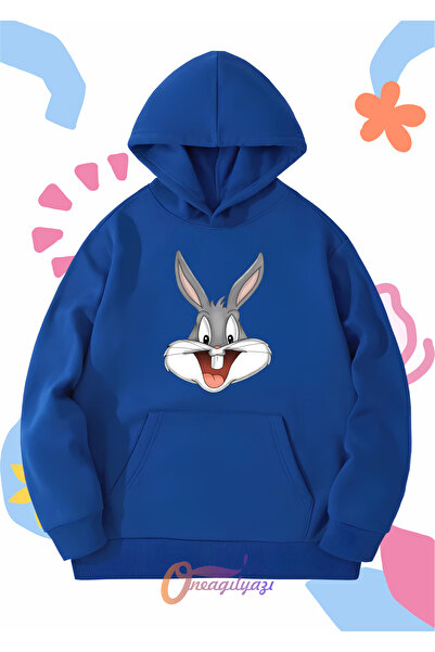 oneagılyazı Унисекс детска суитшърт - с принт на лицето на Bugs Bunny, с голя...