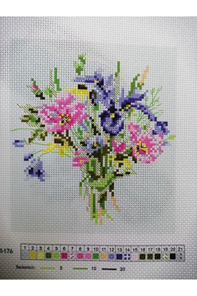 ELMALI STORE Kanaviçe Seti (ŞABLONLU KUMAŞ İP İĞNE)