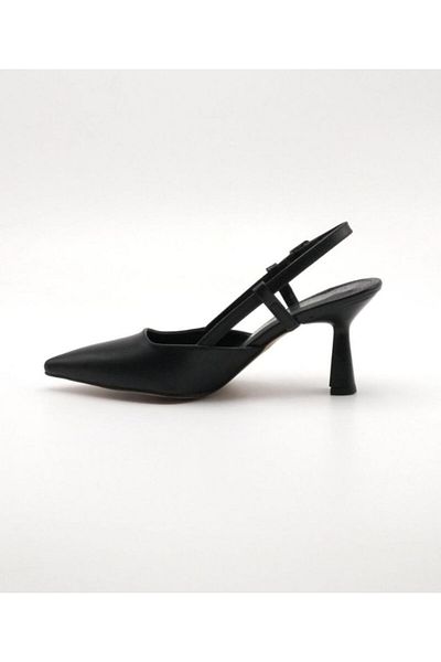 MODA İBO SHOES Pantofi negri clasici cu toc cu vârf ascuțit de 7 cm