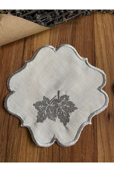 NURHAN HOME COLLECTION 6 bucăți șervețele de prezentare pentru cocktailuri, cu model de frunze, culoare argintie