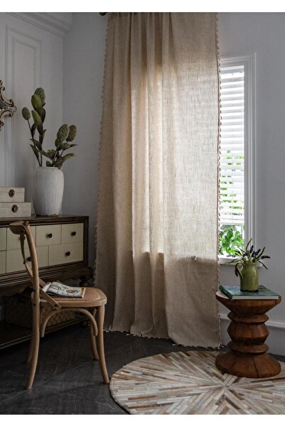 Perdeplus Single Wing Linen Tufted Background Curtain