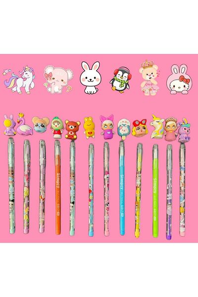 Mikro 12 Pieces Laying Egg Pencil Set Suitable for Girl - Mixed Figures