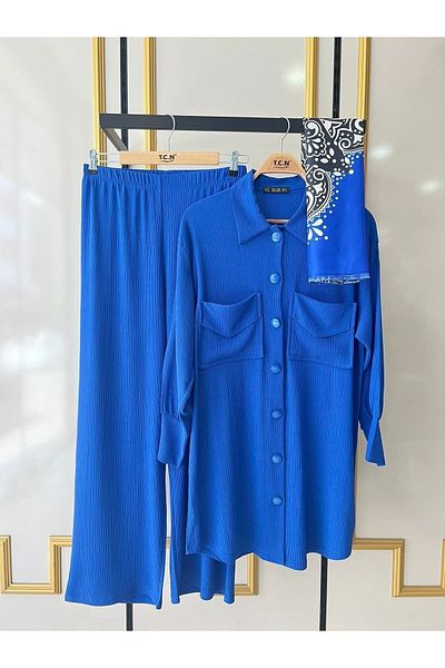 modabirsen Κοστούμι Hijab με διπλή τσέπη Saks Blue