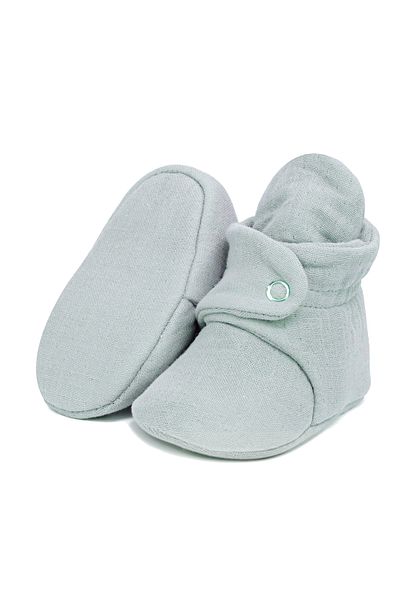 Ella Bonna Gray Organic Cotton Muslin Baby Booties - Newborn Shoes