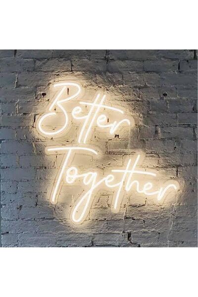 Neon Better Together Yazılı Led Aydınlatma, Tabela 60x67cm, Parti ve Organiza...